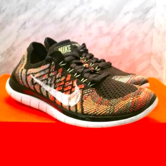 Nike Free 4.0 Flyknit Black Multi-Color Womens Running shoes Size 6 - Picture 2 of 7